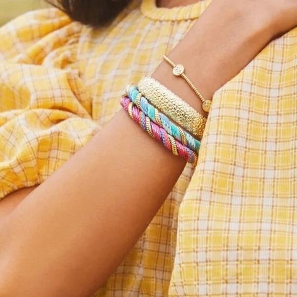 NEW Kendra Scott Masie Cord Cuff Bracelet Gold Plated 14K Turquoise Preppy - Picture 1 of 16